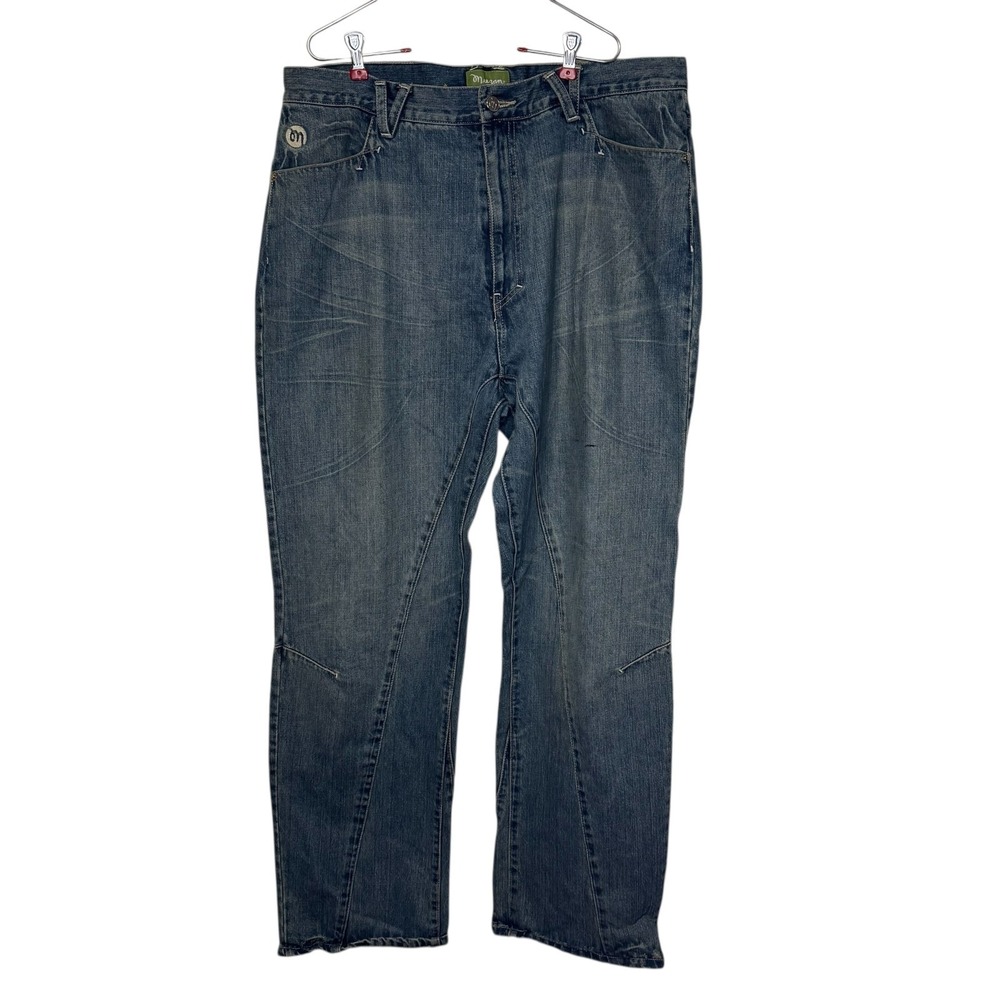 Meezan Men's Jeans Y2K Wide Leg Baggy Loose Hip Hop Skater Denim Hi-Rise Blue 38